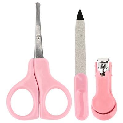 3Pcs/Set Lovely Baby Fingernail Clipper Set Infant Nail Cutter Scissor Nail File (Pink)