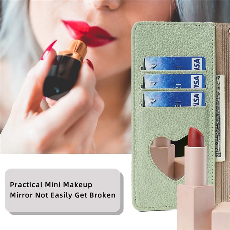 For Motorola Edge 40 Neo 5G Case PU Leather Makeup Mirror Cover with Crossbody Strap