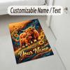 Tappeto in Velluto Cristallo Tema Mucca Highland Nome Personalizzato Testo Tappetino Morbido per Pavimento Decorazione Casa