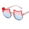 New Kids Cartoon Sunglasses Cat Eye Bowknot Ocean Color Sun Glasses Girls Boy Children Outdoor Round Polarized UV400 Eyewear
