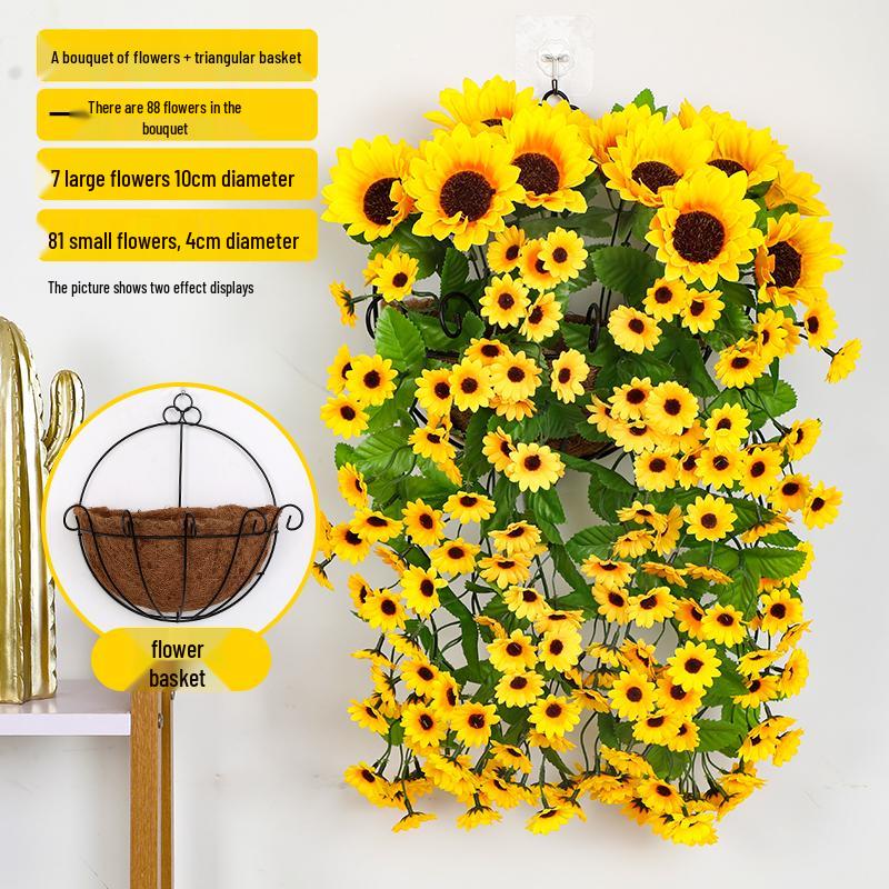 Sunflower Wall Hanging Basket - Artificial Vine for Indoor Decor