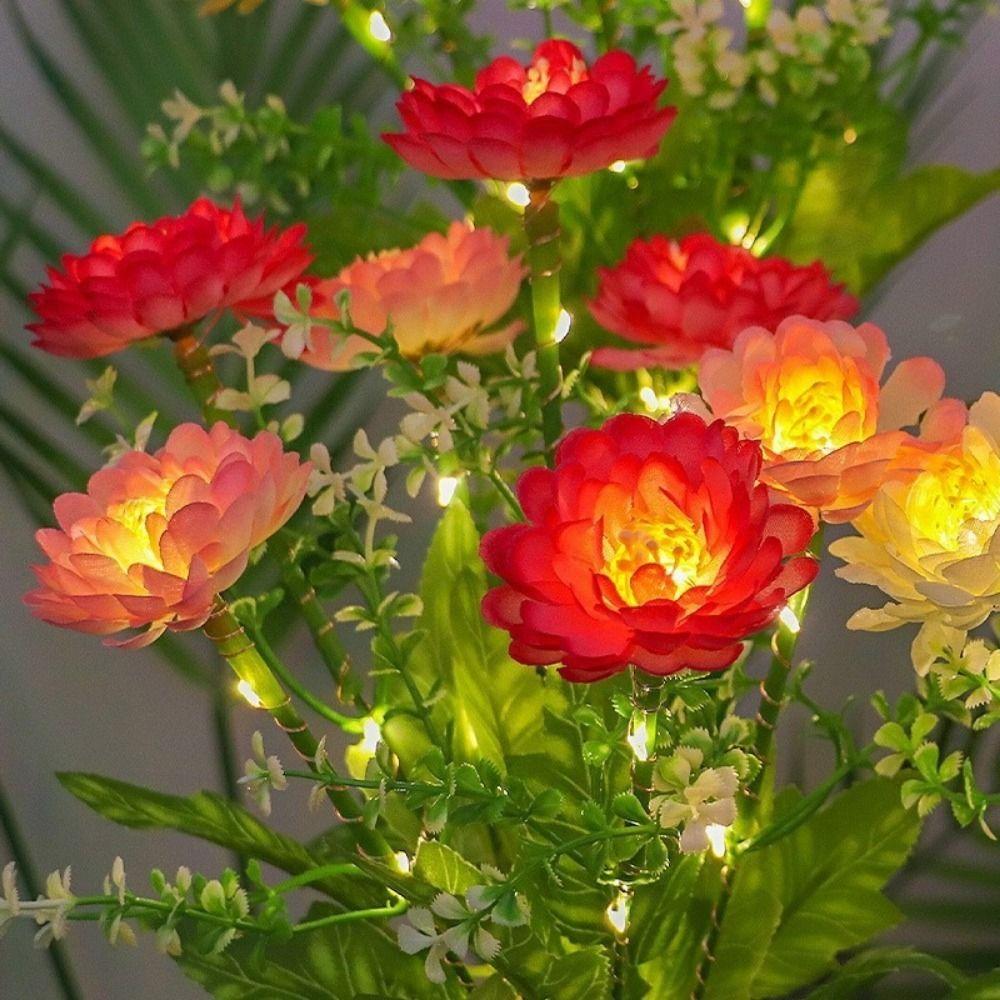 7 Heads LED Snow Lotus Lights Colorful Waterproof LED Simulation Flower Lights Solar Powered Decorative Outdoor Solar Lights