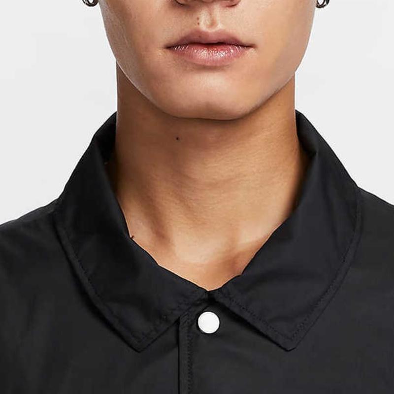 Nike FW24 Solid Color Polo Woven Sports Long Sleeve Jacket Men Jacket Black FZ0801-010