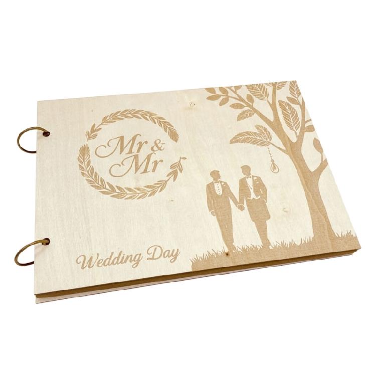 Handmade Engagement Guestbook 20 Pages Wooden Wedding Guest Book Creative Photo Frame Sign Signature Book