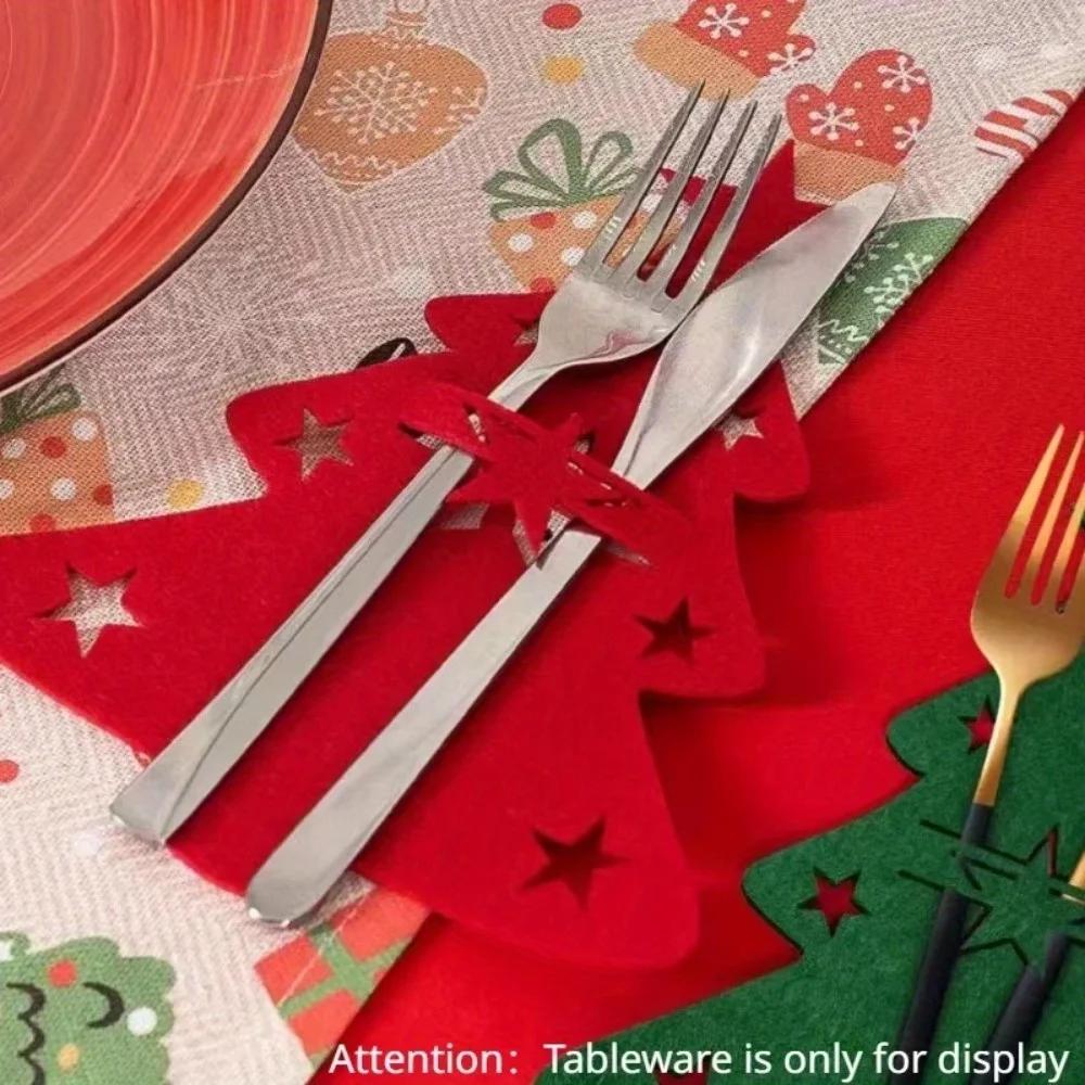 12 szt. Mieszane kolory Świąteczny uchwyt na nóż i widelec Łoś Choinka Kieszonka Torba na sztućce Organizer na naczynia Dekoracja stołu Boże Narodzenie