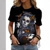 Summer Round Neck 3D Kull Print Top Fashionable Casual Short Sleeved Women's T-shirts
