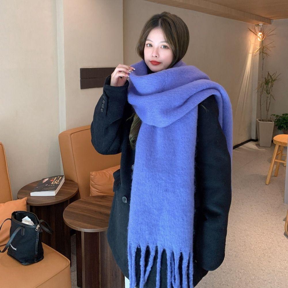 Soft Winter Cashmere Scarf Solid Color Shawl Wrap New Long Tassel Scarves Women