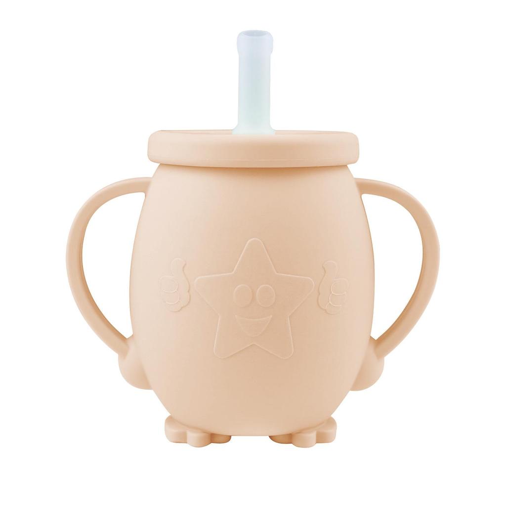 Silicone Toddler Training Cup with Straw Lid, Anti-fall Design