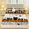 Halloween Spider Web Black Cat Pumpkin Fitted Sheet 3PCS Set Spooky Bedding Set 1 Fitted Sheet + 2 Pillowcases