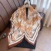 90*90Cm Retro Printed Square Scarf Women Imitation Silk Scarves Bandanas Luxury Beach Shawl Wraps Elegant Hijab Neckerchief