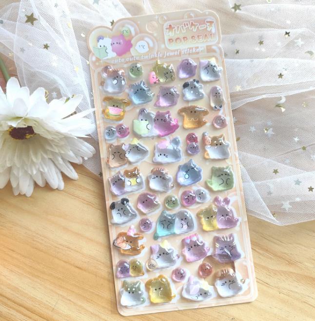 New Cartoon Japanese Ghost 3D Relief Stickers Album DIY Diary Cute Stationery Campus Stickers