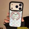 Gold-plated Blue Checkered Heart-shaped Apple IPhone 17 Pro Max Phone Case, Compatible with IPhone 16, 12, and 15 Magnetic Stand Phone Case