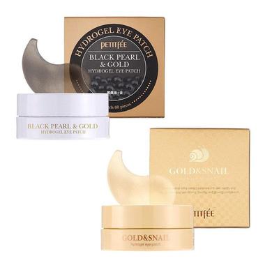 Petitfee Black Pearl and Gold Eye Patch + Gold and Snail Eye Patch SET
