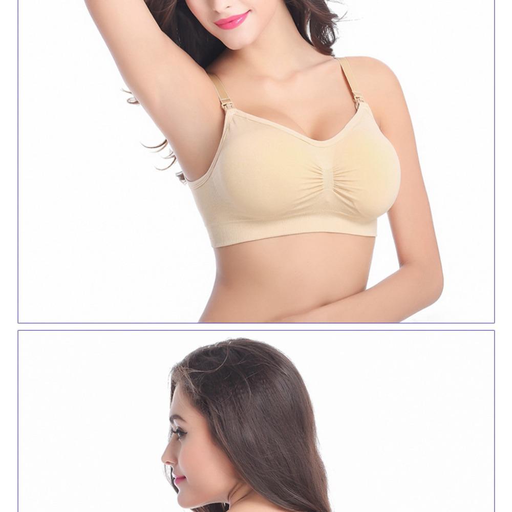 Women's Plus Size Maternity Nursing Bra, Front Open Wireless Push Up Seamless Breastfeeding Lingerie