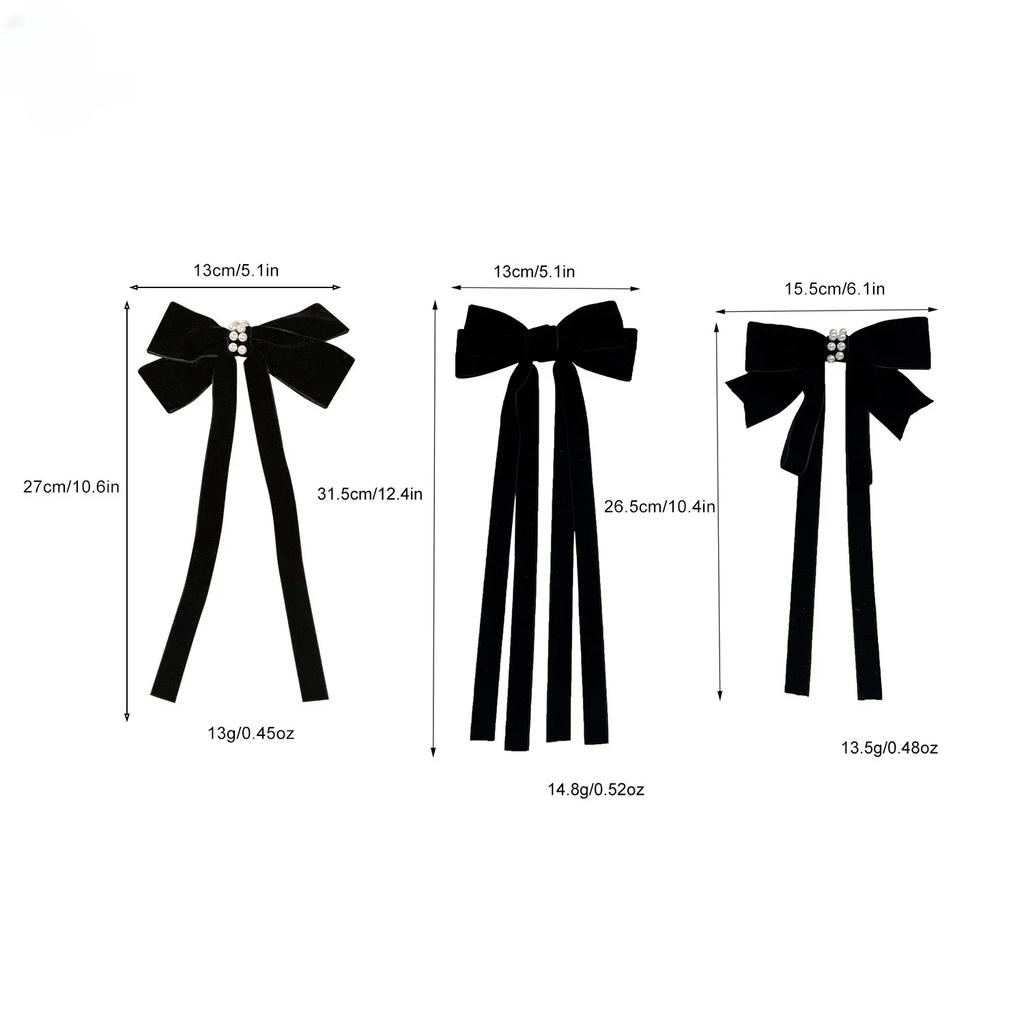 Velvet Ribbon with Pearl Korean Hair Clips for Women Elegant Long Tassel Large Bows Girls Hairpin Accessories Autumn Winter New