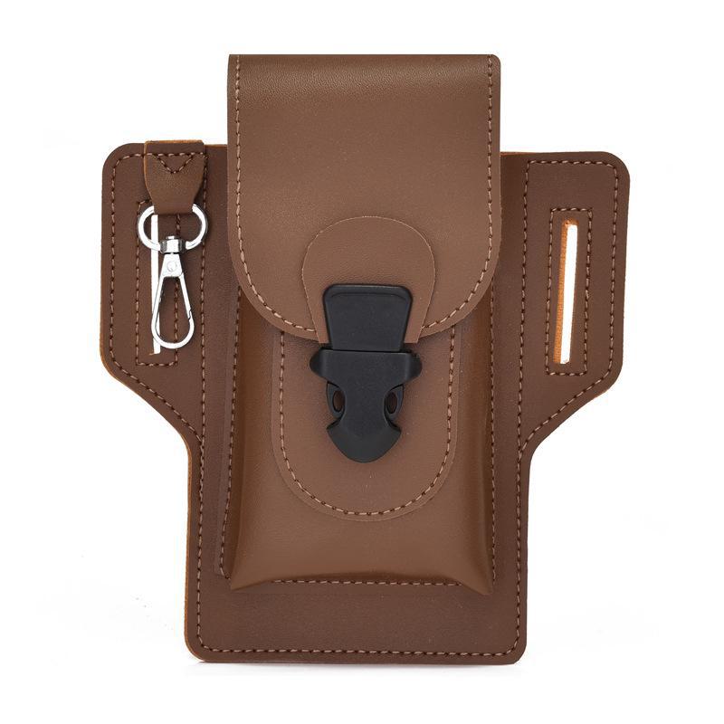 

Мужская поясная сумка и сумка для телефона - многофункциональный чехол на пояс для рабочих мест, вертикальная мини-сумка для телефонов, идеально подходит для людей среднего и пожилого возраста EVA lock-double коричневый