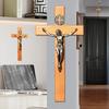 ACHIBANG 10" Crucifix Wall Cross Catholic Wooden Wall Cross with Jesus and Saint Benedict Medal for Home or Prayer Room Catholi