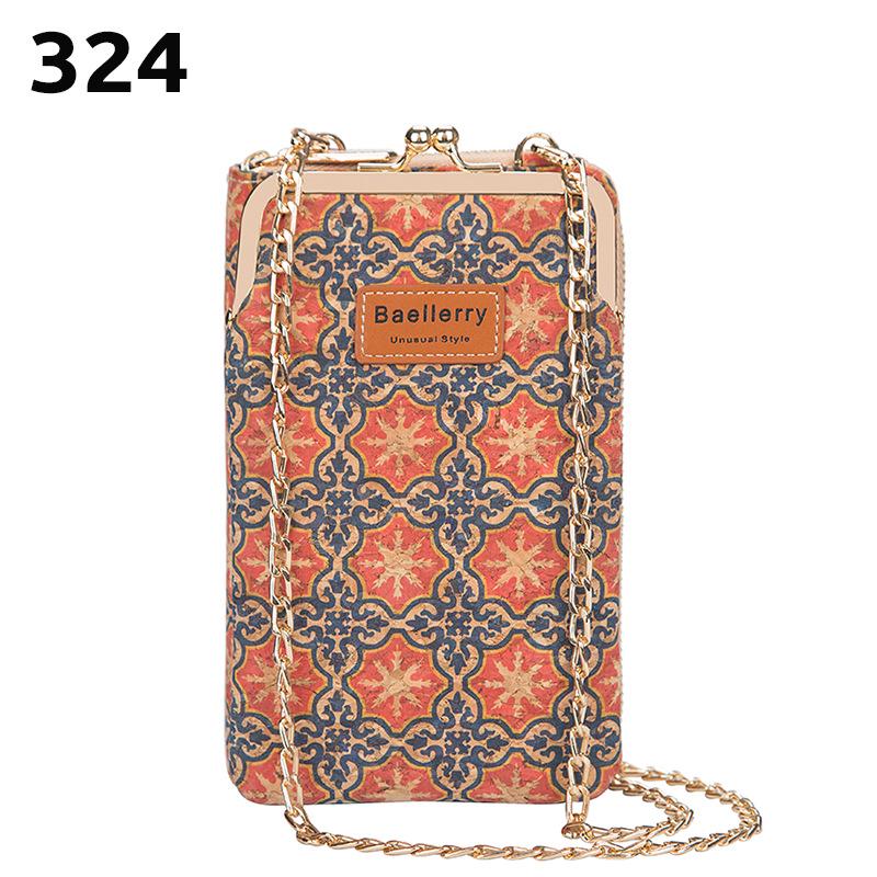 Baellerry Women's Large Capacity Crossbody Wallet - Fashion Wood Grain, Multi-Card Slot, Phone Bag, Korean Style