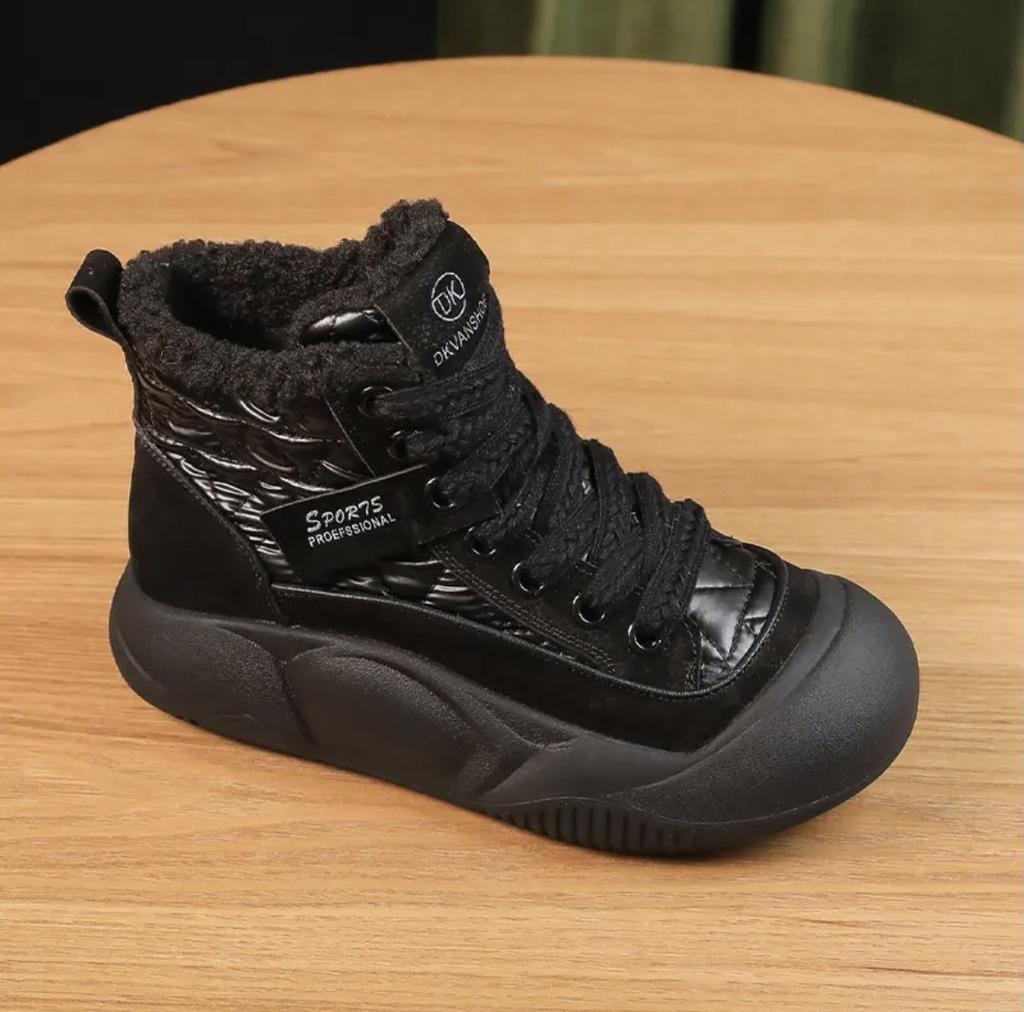 Thick-Soled Fashion Women'S Winter Cashmere 4Cm Leather Flat-Bottomed Soft-Soled Soft-Soled Non-Slip Women'S Shoes