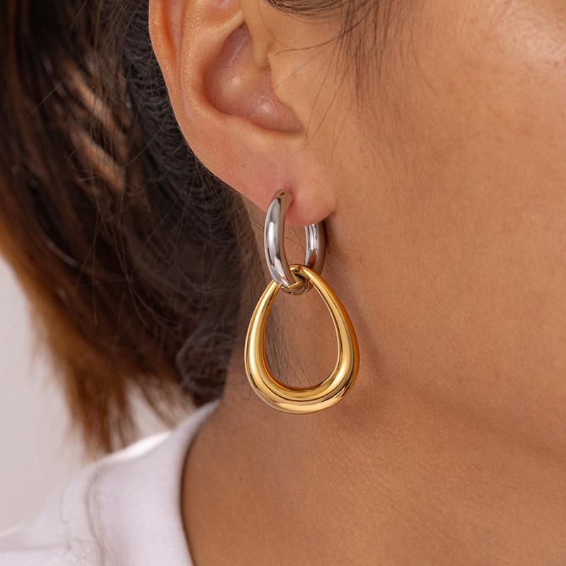 

Серьги-капли геометрической формы из нержавеющей стали 316L Foxanry Модные Простые Гипоаллергенные Ювелирные изделия Подарки на День рождения EL0051 серебряный