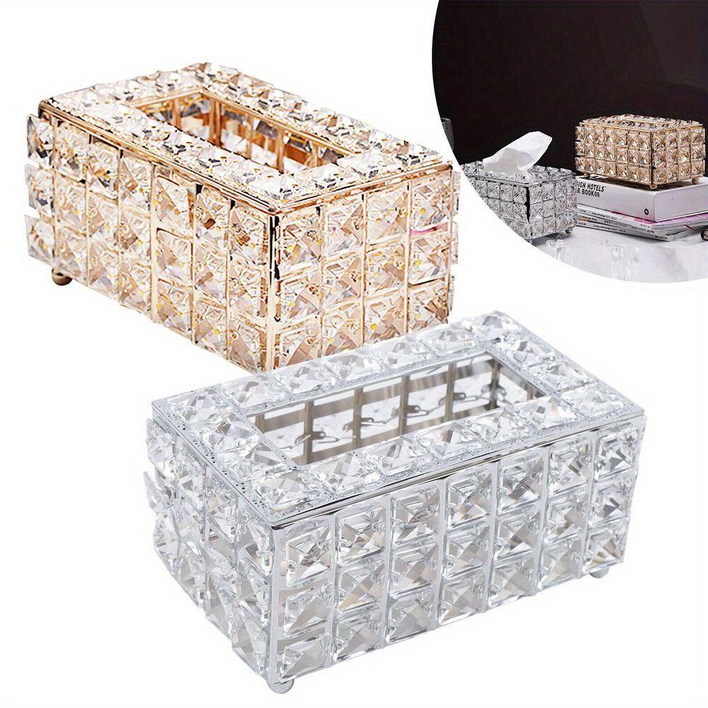 

Light Luxury Paper Towel Storage Box Sparkly Napkin Box Home Decoration срібний