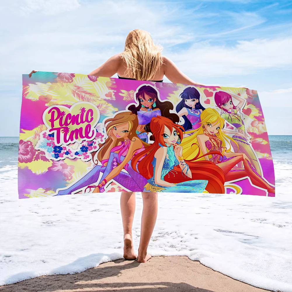 Girl-W-Winx Catoon Clubs Microfiber Beach Towel Absorbent Quick dry Soft Yoga Swimming Resort Mountain Climbing Towel