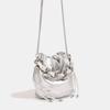 Silver Wandering Woven Chain Bucket Bag, New Female Niche High-end Sense, Hand-held Crossbody Small Bag, Shoulder Bag