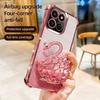 KEYSION Shockproof Plating TPU Phone Case for HONOR X7c Glitter Jewelled Swan kickstand Back Cover for Honor 200 Smart 5G