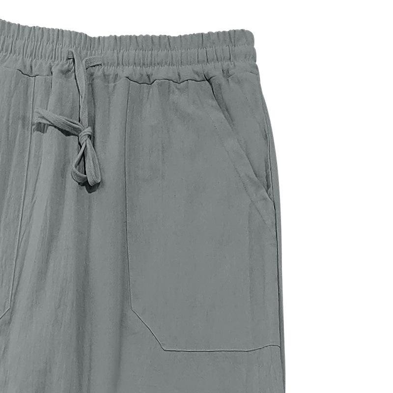 Men's Cotton Linen Thin Section Casual Trousers Straight Loose Printed Trousers Men's Summer Models