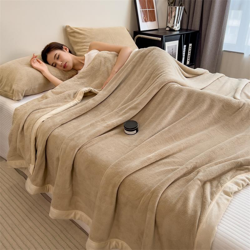 Double Layer Solid Color Milk Velvet Blanket Autumn Winter Thicken Warm Plush Blanket for Bed Sofa Single Double Thick Bed Sheet