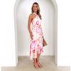 Spring and Summer New Printed Sleeveless Temperament Elegant Printed Split-ended Strap Dress Women