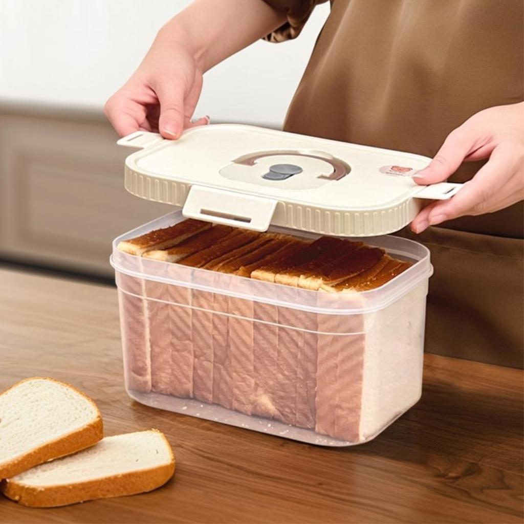 Refrigerator Bread Loaf Container Moisture Proof Airtight Bread Fresh-keeping Box With Handle Clear Plastic Sandwich Bread Box