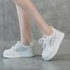Little White Shoes Women's Versatile Leather Muffin Thick-soled Small Comfortable Sports and Leisure Board Shoes