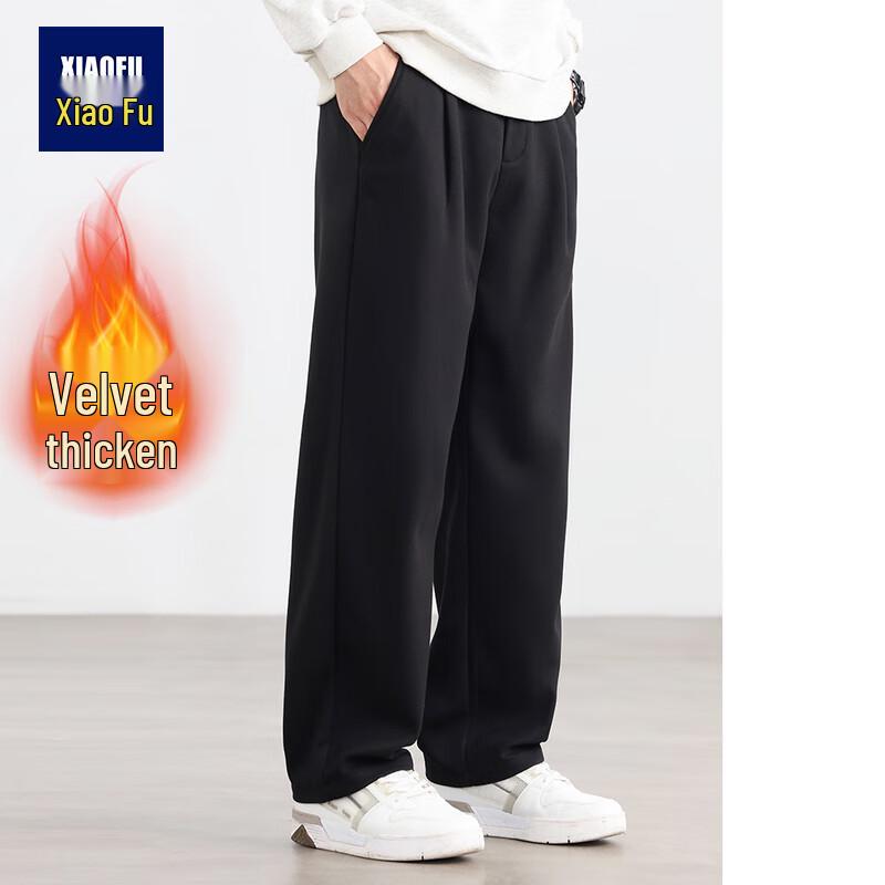

Xiaofu Men s Fleece-Lined Straight-Leg Casual Pants for Autumn/Winter 2025 L
