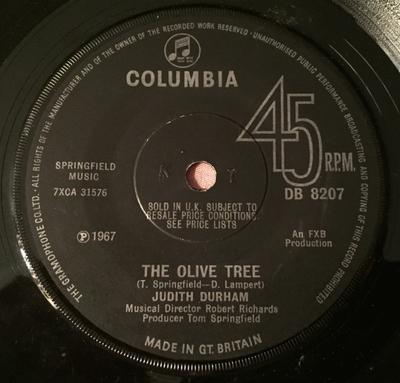 7inch Record JUDITH DURHAM The Olive Tree DB8207 Columbia 1967 UK Pop Used