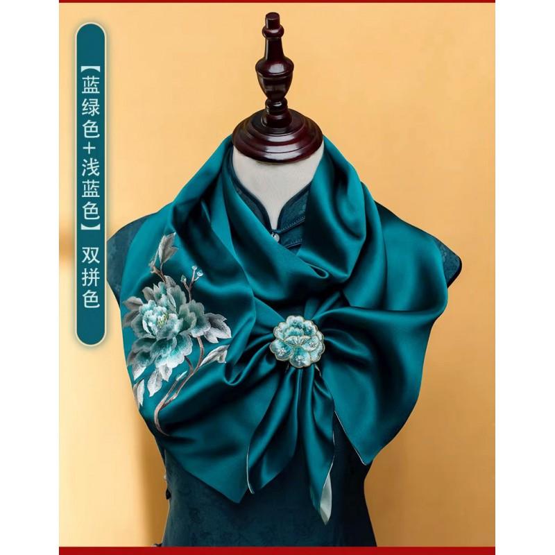 Suzhou Hand Embroidery Silk Scarf Set Double-sided Mulberry With Buckle New Chinese Style All Season