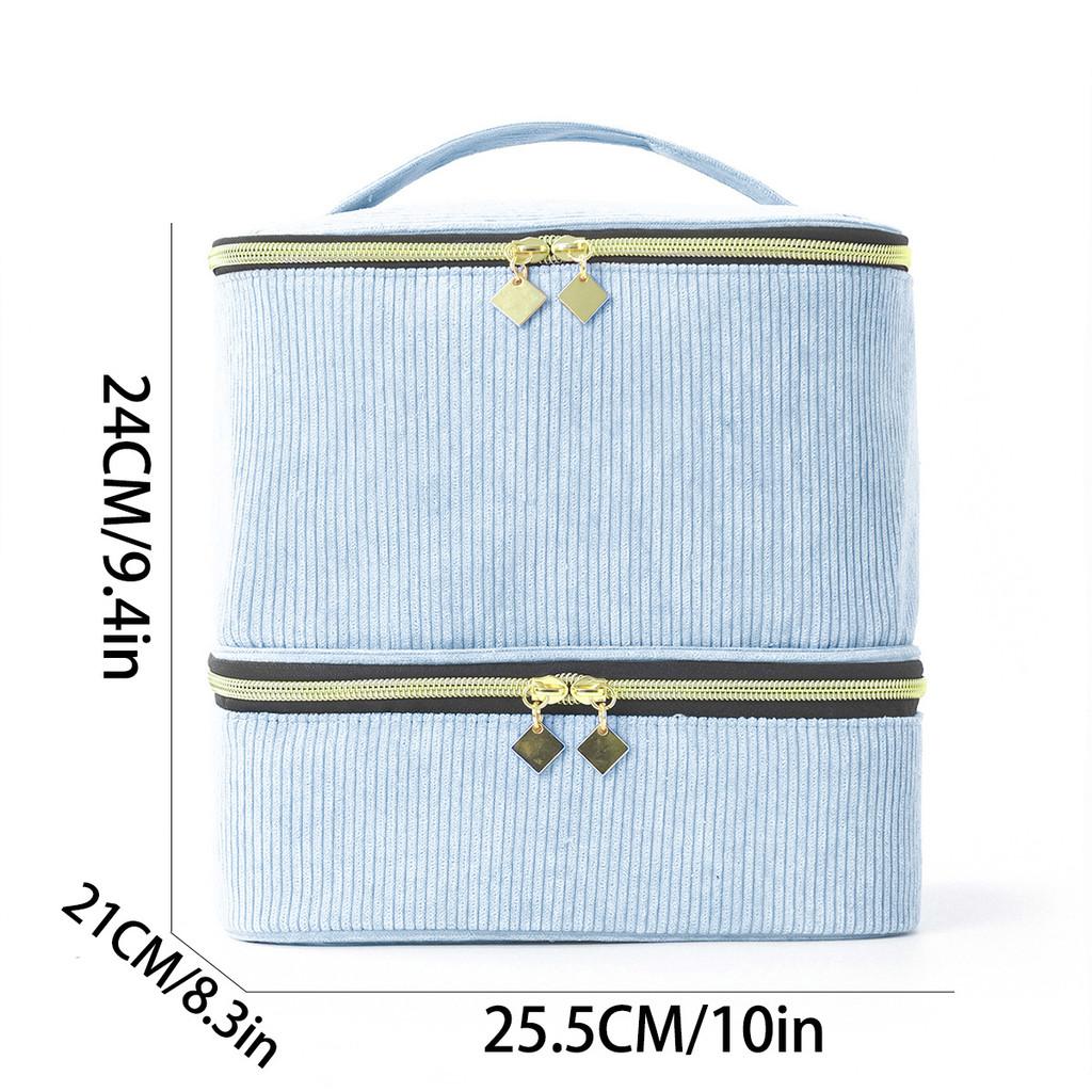 Modern Minimalist Double Layer Large Capacity Makeup Organizer For Travel And Home Use