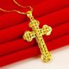 Vietnamese Gold Cross Pendant - Women's O-Chain Jewelry, Copper Gold-Plated Clavicle Necklace