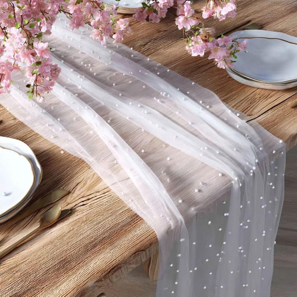 Mesh Fabric Bridal Veil Sheer Wedding Table Runner Table Decorations Table Cloth  Home Decoration