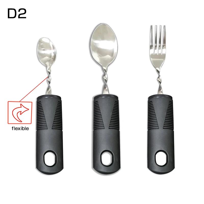 3/4/5Pcs/Set Elderly Adaptive Utensils Disabled Bendable Feeding Dinnerwares Parkinsons Self Training Spoon Fork Tableware