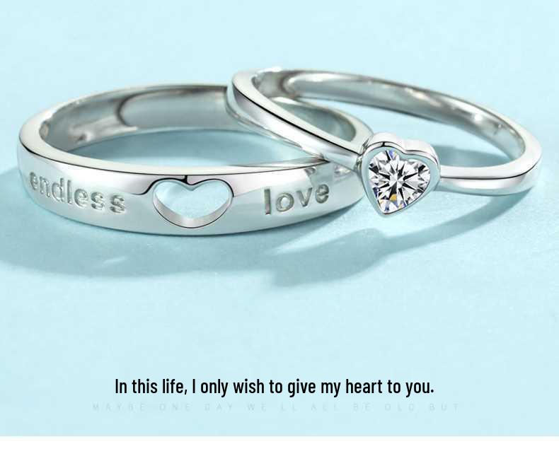 S925 Silver Couple Rings for Men & Women: Japanese & Korean Style Love Heart Matching Rings, Perfect for Proposals and Romantic Gifts.