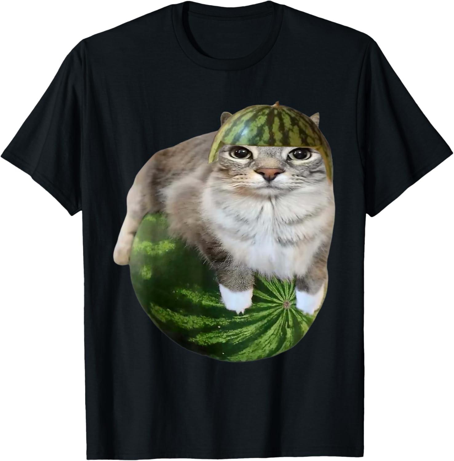 Watermelon Cat Funny Meme T-Shirt Mens Womens Tees Top for Men Women unisex T-Shirt Mens Womens Tees Top XL