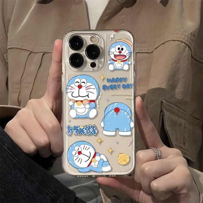 Gluttonous Doraemon iPhone 16 Pro Max Case: Simple, Thickened, Transparent, Drop-proof for Apple 14/15
