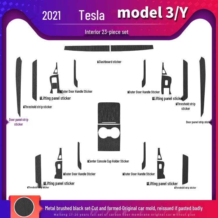 Carbon Fiber Anti-Kick Film for Tesla Model 3/Y (2021) Center Console Interior