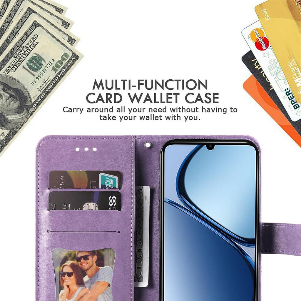 Para Realme Note 60x 4G/C63 4G/C61 4G/Note 60 Capa Padrão Floral Carteira de Couro PU com Suporte Capa de Telefone