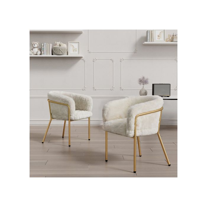 Chaise longue - MUVOE - Beige - Fausse fourrure de lapin - Design léger et luxueux - 1 place