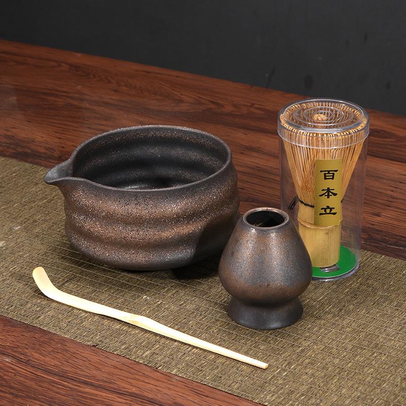 Hrubá keramická miska na matcha s hubičkou, Štětec na matcha nástroje, Japonská čajová miska, Šálek na matcha, Míchátko, Sada metliček na čaj