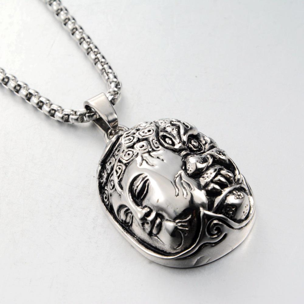 

Подвеска-ожерелье Полудемон Полубудда: Европейский, Американский, Японский и Корейский стиль, Титановая сталь Half-Demon Half-Buddha Pendant