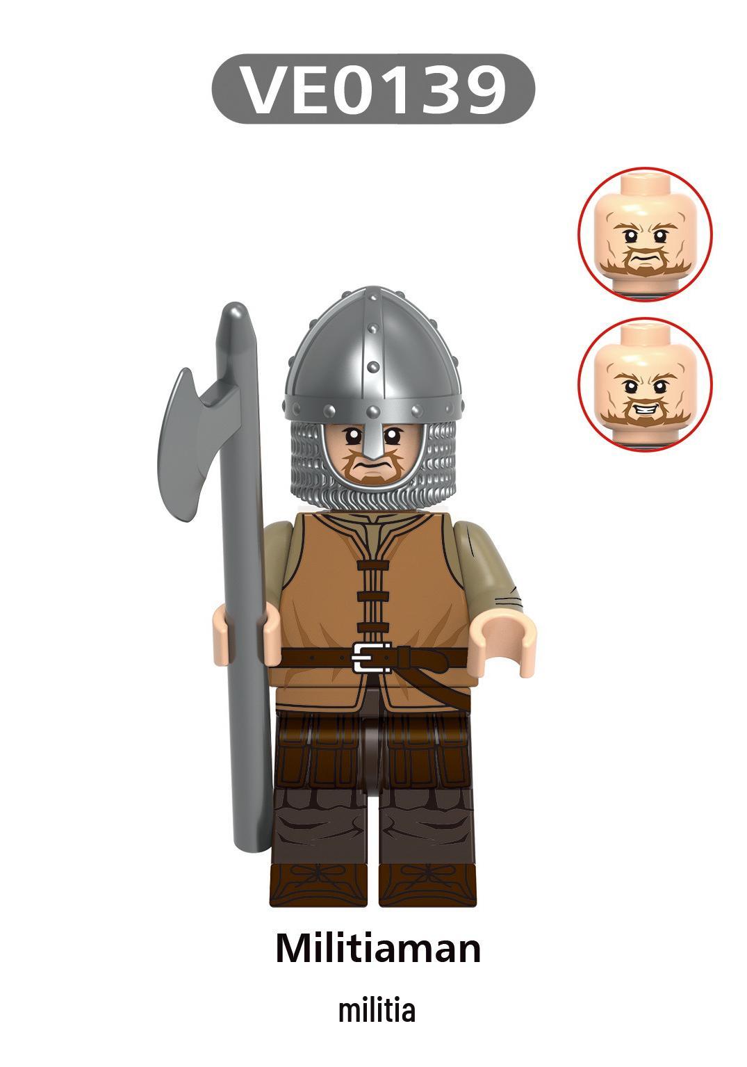 V1006 Series: Soldier, Militia, Warrior, Archer, Crossbowman Building Block Figures - Bagged