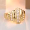 Vintage Inlaid White CZ Women's Ring Dazzling Gold Color Hand Carving Daily Wear Party Jewelry Anniversary Gift
